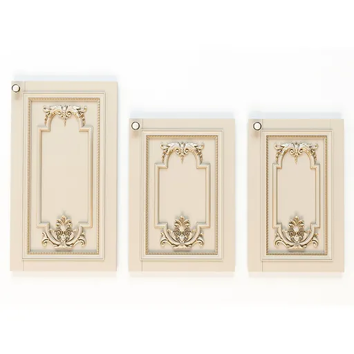 C-003-4 French wall panel moulding double with floral applique from oak